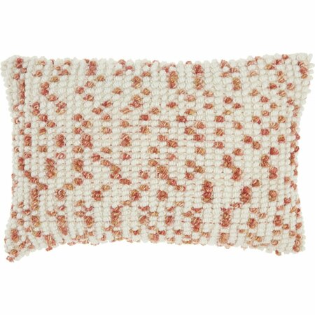 HOMEROOTS 14 x 20 in. Peach Dotted Lumbar Pillow 386217